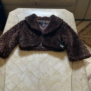 WORK TO WEEKEND SIZE 12  FAkE FUR JACKET BROWN